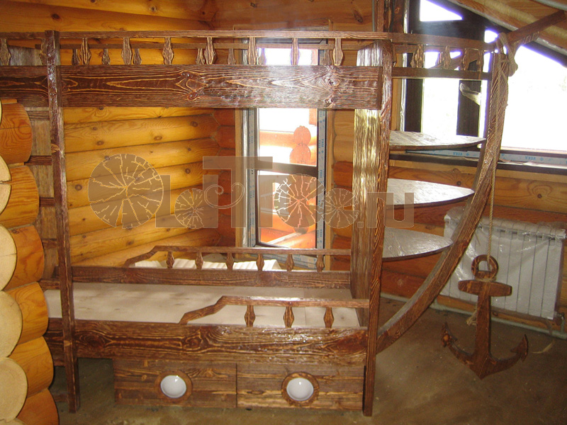 детская двухъярусная кровать из дерева