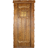 дверь под старину с обналичкой из состаренного дерева